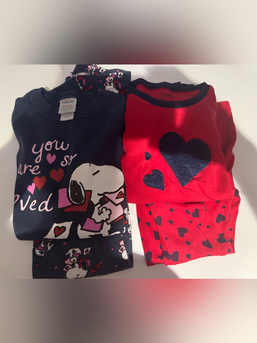 Peanuts Kids Snoopy Heart Pajama Tops - Red & Navy